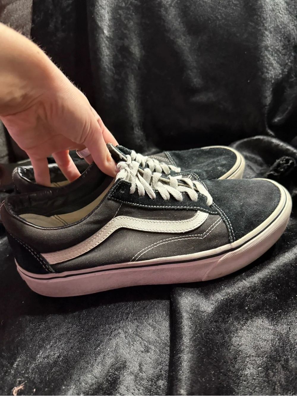 Vans Black and White Low-Top Skate Sneakers-womens 10.5